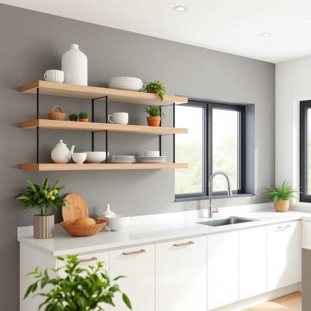 Stylish Worktops-Floating Shelves Ideas For Kitchen