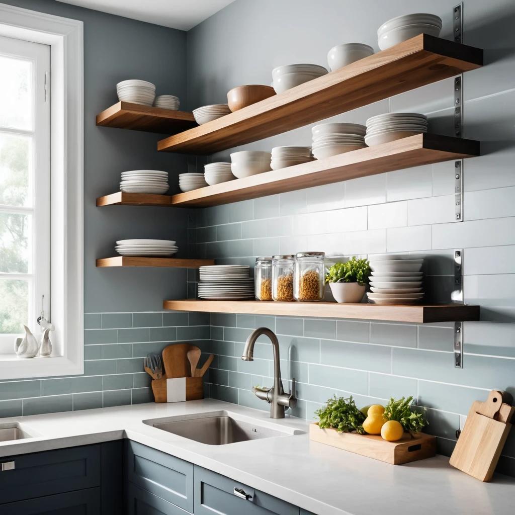 Stylish Worktops-Floating Shelves Ideas For Kitchen