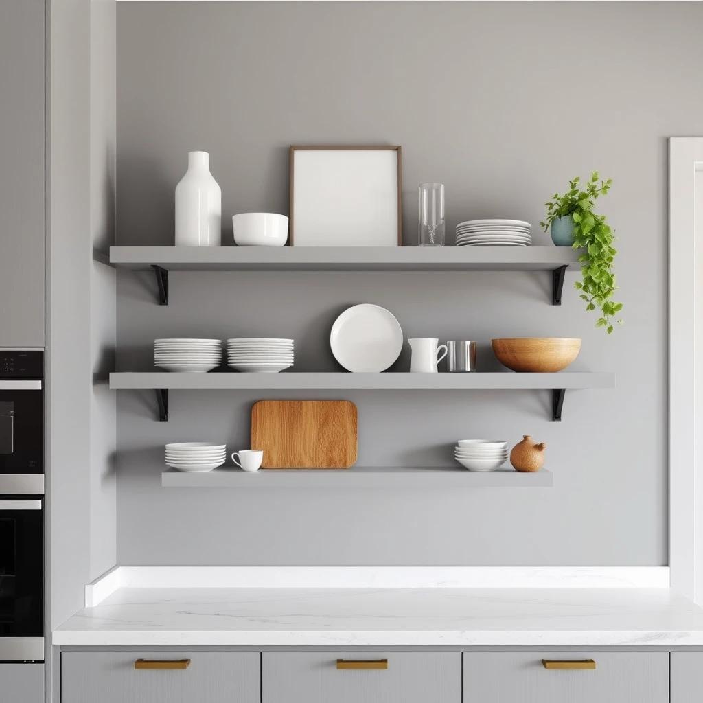 Stylish Worktops-Floating Shelves Ideas For Kitchen