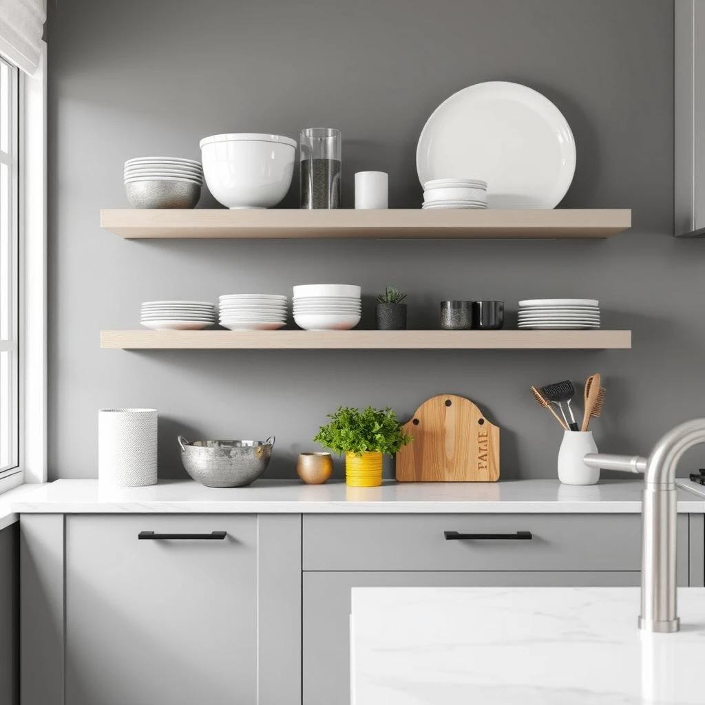 Stylish Worktops-Floating Shelves Ideas For Kitchen